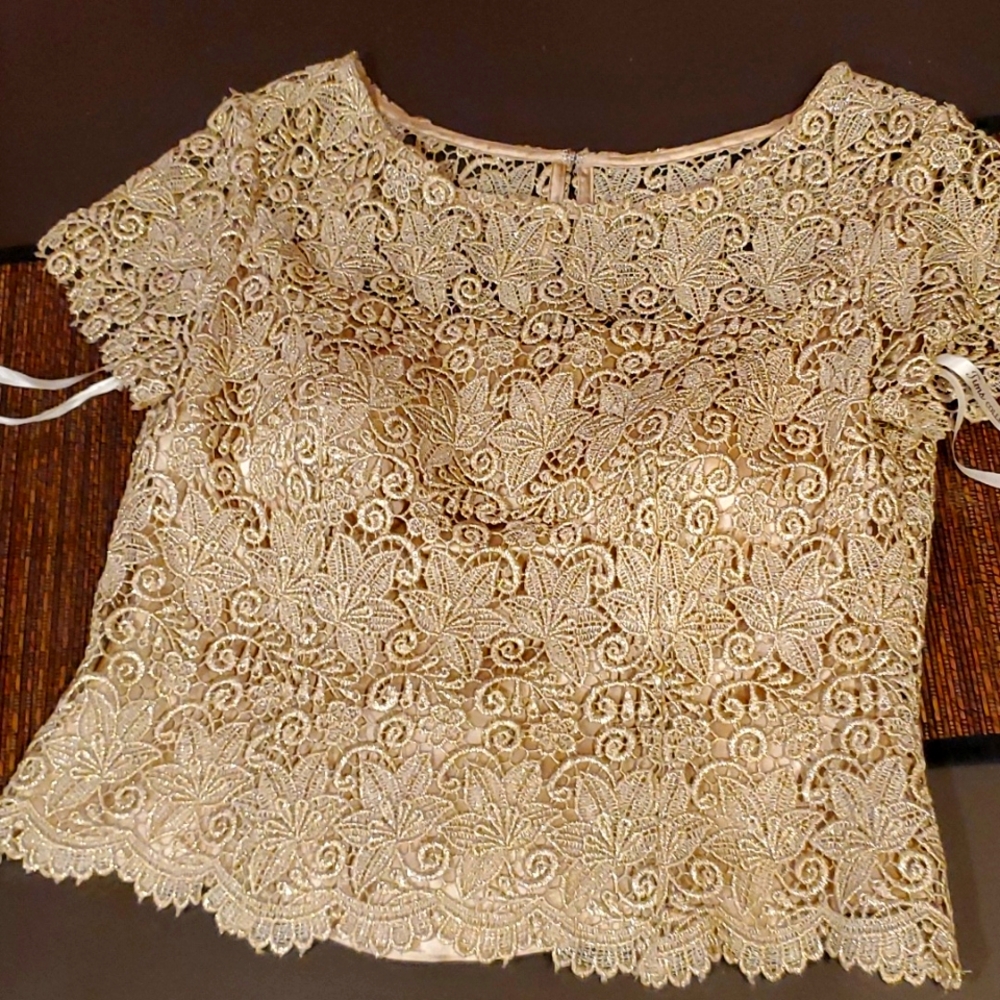 Tims Paris ladies gold lace blouse vintage